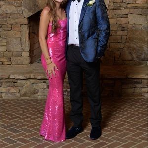 Hot pink sequin prom dress